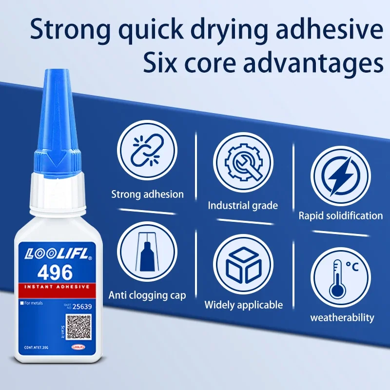 496 Super Glue, Quick-drying Cyanoacrylate Instant Leather Rubber Wood Metal Strong Bond Liquid Adhesive Tool,Home Repair Glue
496 Super Glue, Quick-drying Cyanoacrylate Instant Leather Rubber Wood Metal Strong Bond Liquid Adhesive Tool,Home Repair Glue