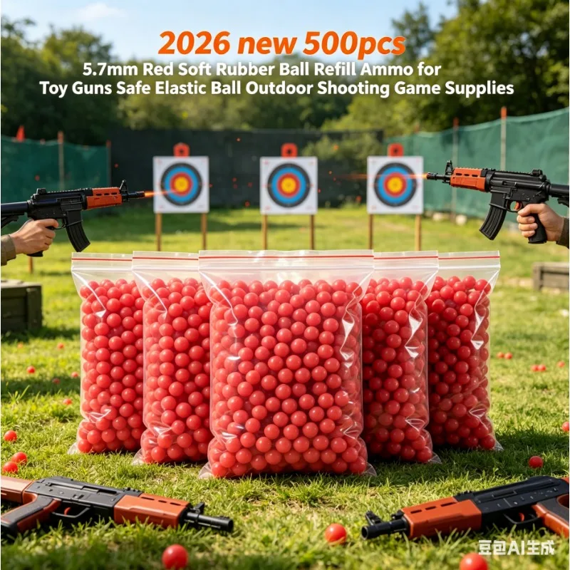 500pcs 5.7mm Red Soft Elastic Rubber Ball 2026 New Refill Ammo for Toy Guns Outdoor Shooting Game Supplies
500pcs 5.7mm Red Soft Elastic Rubber Ball 2026 New Refill Ammo for Toy Guns Outdoor Shooting Game Supplies