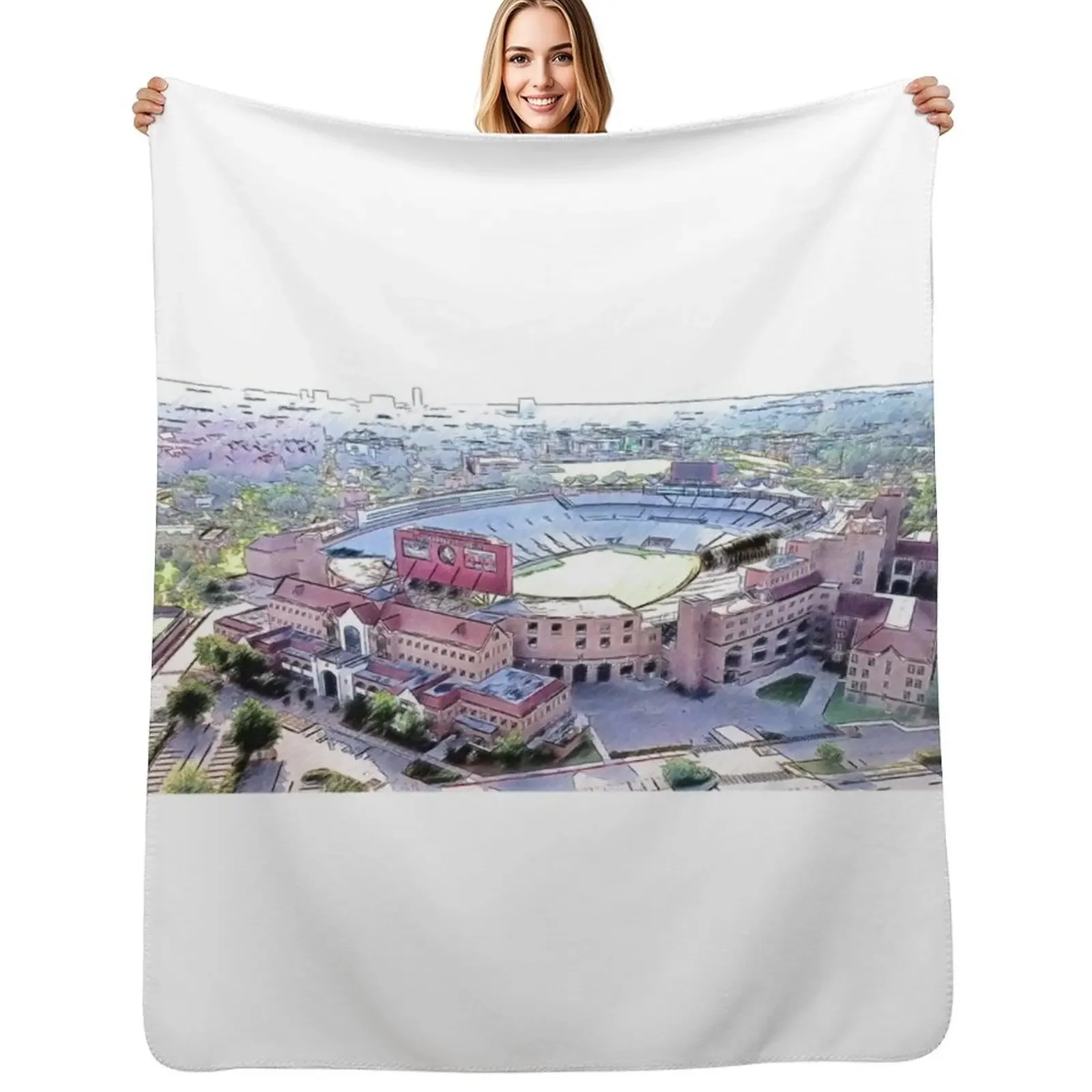Aerial of the Doak Campbell Stadium in Tallahassee, Florida - pencil sketch Throw Blanket Soft Summer Decoratives Blanket
Aerial of the Doak Campbell Stadium in Tallahassee, Florida - pencil sketch Throw Blanket Soft Summer Decoratives Blanket
