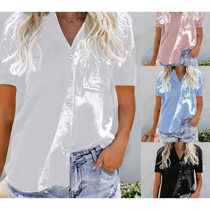 Women's Short Sleeve Pocket Shirt Simple Style Casual Fashion Ladies' Clothing Easy Care Fabric Pure Color Elegant Design
Women's Short Sleeve Pocket Shirt Simple Style Casual Fashion Ladies' Clothing Easy Care Fabric Pure Color Elegant Design