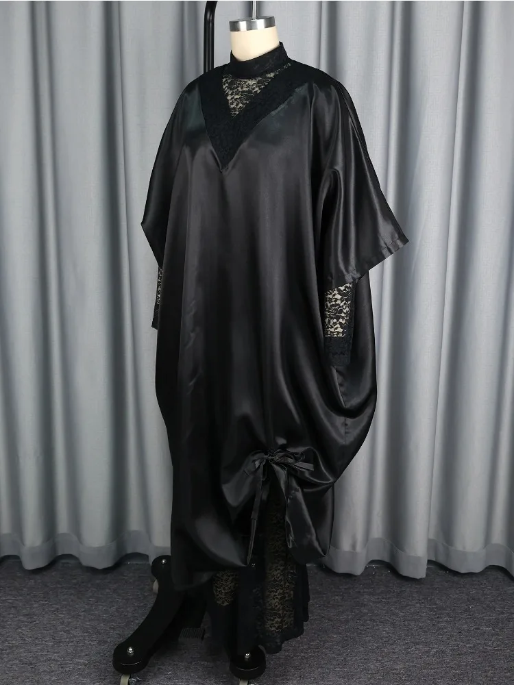 Women's Elegant Two-Piece Set Shiny Dress with Lace Interior Long Sleeve Autumn Occasion Fashionable Female Clothing
Women's Elegant Two-Piece Set Shiny Dress with Lace Interior Long Sleeve Autumn Occasion Fashionable Female Clothing