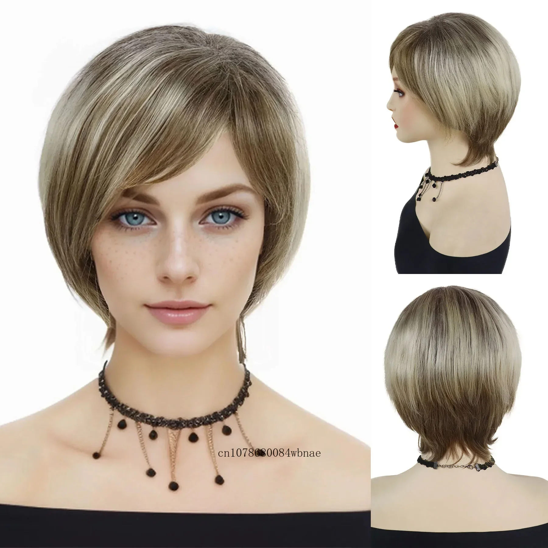 Synthetic Hair Short Pixie Cut Layered Blonde Mixed Brown Wigs with Bangs Bob Straight Wig for Women Daily Party Costume Mom
Synthetic Hair Short Pixie Cut Layered Blonde Mixed Brown Wigs with Bangs Bob Straight Wig for Women Daily Party Costume Mom