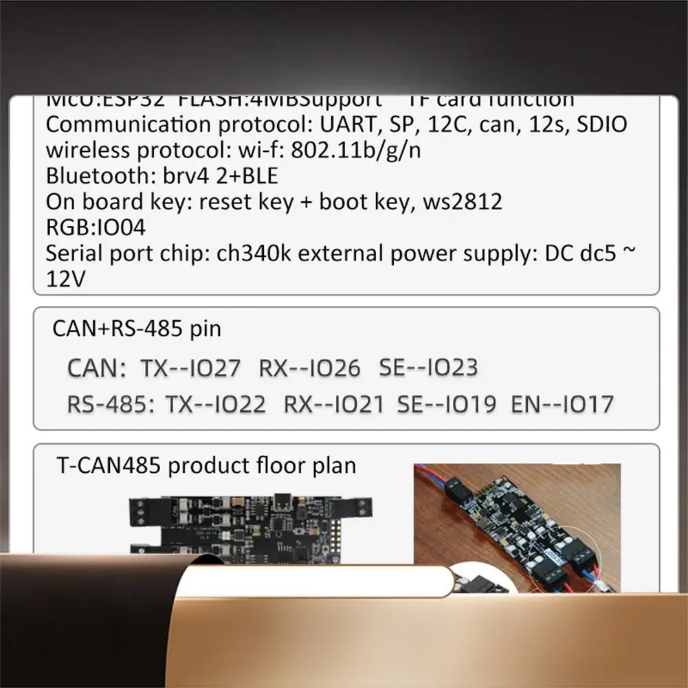 T-CAN485 ESP32 CAN RS-485 Supports TF Card WIFI Bluetooth Wireless IOT Engineer Control Module Development Board-X64A
T-CAN485 ESP32 CAN RS-485 Supports TF Card WIFI Bluetooth Wireless IOT Engineer Control Module Development Board-X64A
