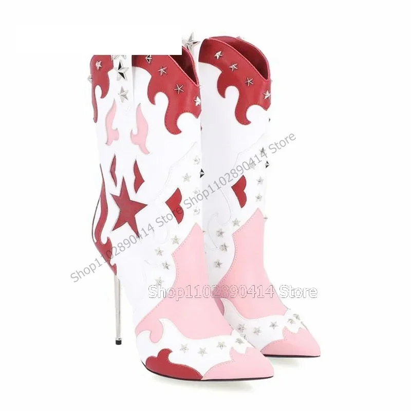 Black White Totem Design Star Rivets Pointed Toe Boots Slip On Women Shoes Thin High Heels Novel Party 2026 Zapatos Para Mujere
Black White Totem Design Star Rivets Pointed Toe Boots Slip On Women Shoes Thin High Heels Novel Party 2026 Zapatos Para Mujere