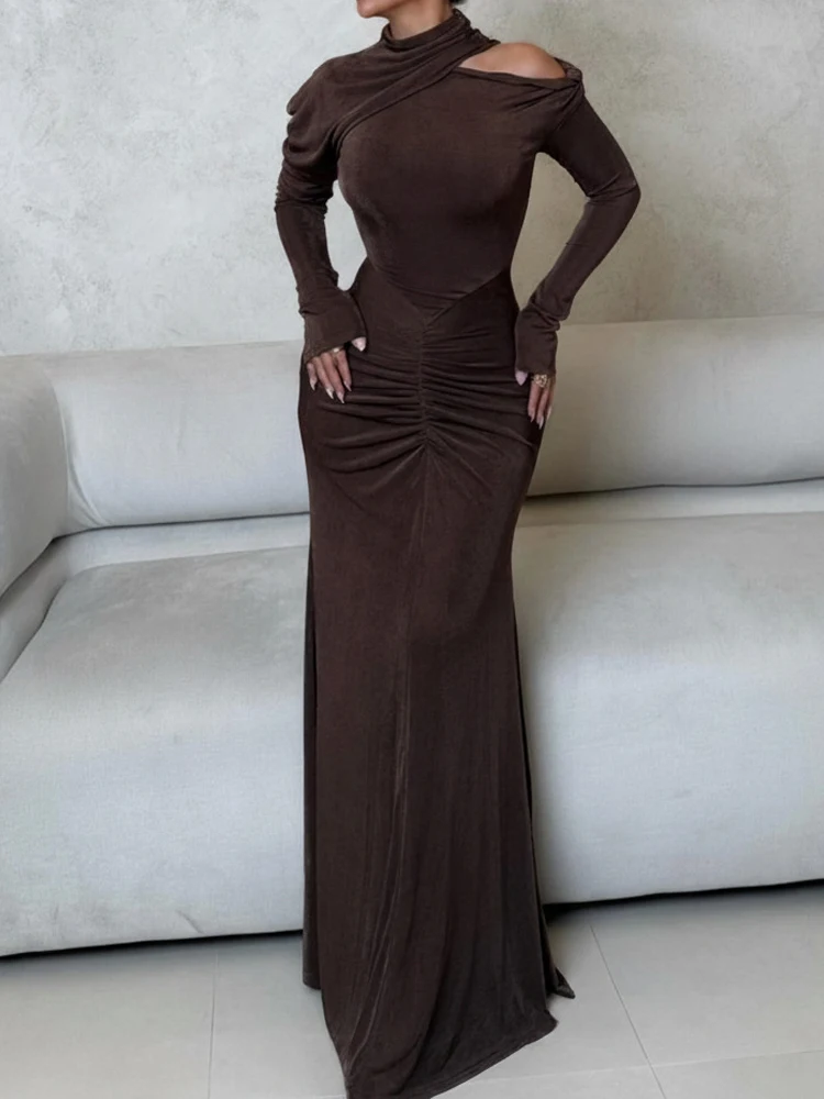 Длинное вечернее платье из замши с высоким воротником, однотонное, облегающее, с длинными рукавами, плиссированное, с вырезами, сексуальное женское платье
Длинное вечернее платье из замши с высоким воротником, однотонное, облегающее, с длинными рукавами, плиссированное, с вырезами, сексуальное женское платье