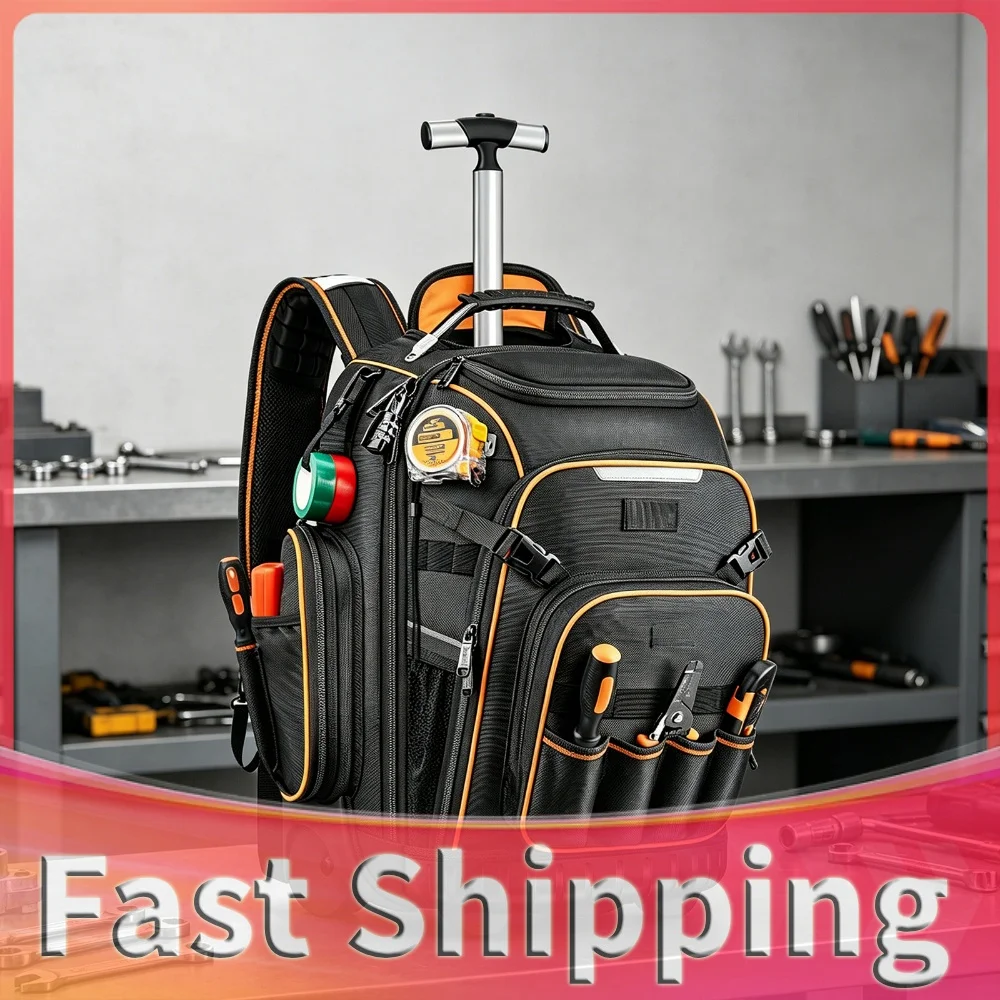 Backpack Tool Bag USB Charging Port Tool Organizer with Wheels Rolling Electrician Bag for Electrician Construction Mechanic
Backpack Tool Bag USB Charging Port Tool Organizer with Wheels Rolling Electrician Bag for Electrician Construction Mechanic