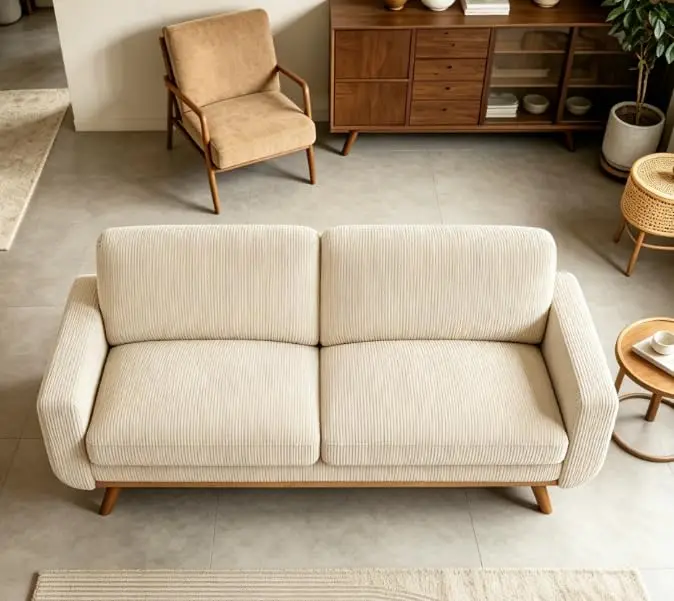 Beige Corduroy 68-Inch Two-Seat Sofa Featuring Deep Upholstered Cushions, Wooden Frame And Legs For Compact Living Spaces
Beige Corduroy 68-Inch Two-Seat Sofa Featuring Deep Upholstered Cushions, Wooden Frame And Legs For Compact Living Spaces