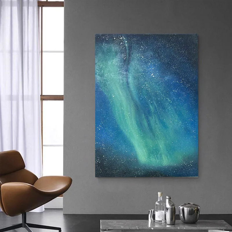 Hand-painted blue-green starry sky living room decorative painting, porch niche texture aurora art sandstone
Hand-painted blue-green starry sky living room decorative painting, porch niche texture aurora art sandstone