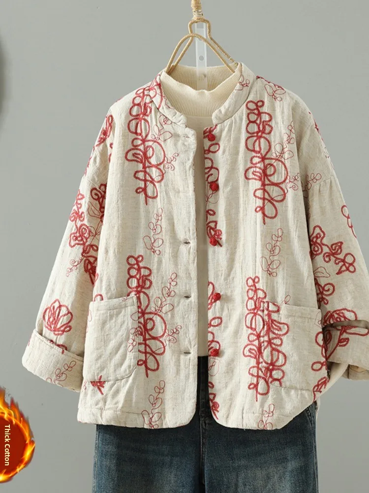 Red Embroidered Cotton Jacket Women's Winter Fashion Unique National Style Linen Cotton Padded Coat Thickened Long Sleeve
Red Embroidered Cotton Jacket Women's Winter Fashion Unique National Style Linen Cotton Padded Coat Thickened Long Sleeve