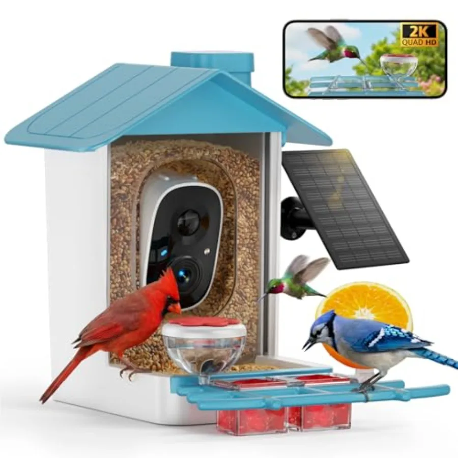 Outdoor bird feeder with camera: 2K HD AI bird species identification, solar-powered, black metal design, instant alerts video
Outdoor bird feeder with camera: 2K HD AI bird species identification, solar-powered, black metal design, instant alerts video