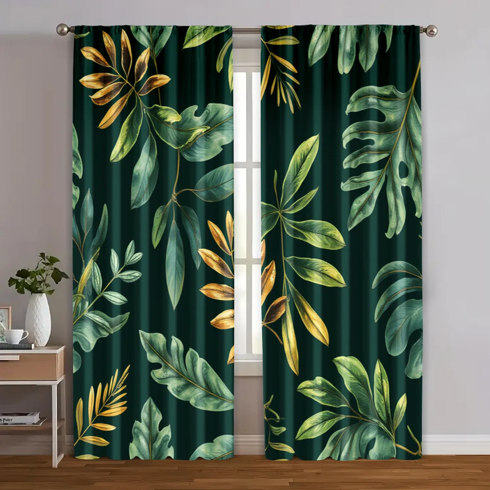 2pcs, Curtain Set Boho Green Gold Leaf 100% Polyester (without rod) Festive Use for Bedroom, Living Room, Office ,Home & Cafe
2pcs, Curtain Set Boho Green Gold Leaf 100% Polyester (without rod) Festive Use for Bedroom, Living Room, Office ,Home & Cafe