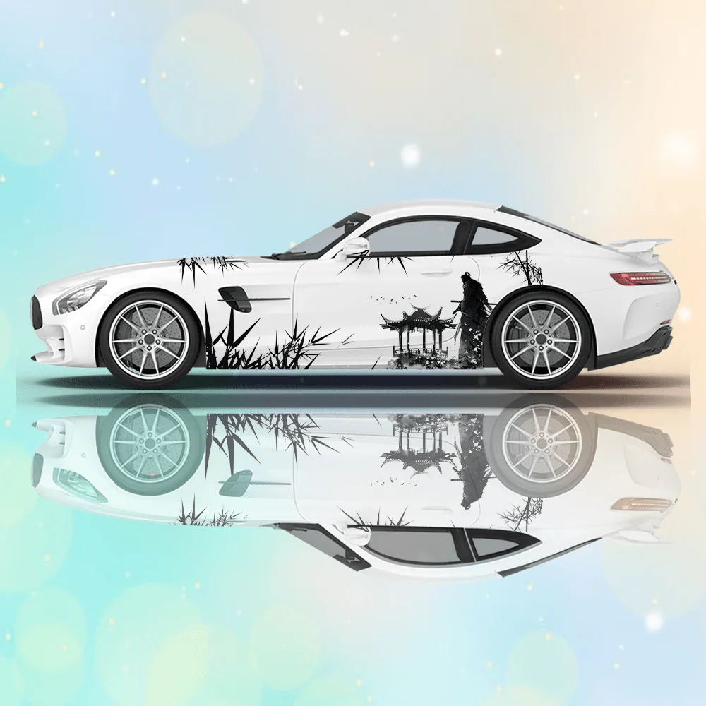 Black landscape ink painting with sword-wielding samurai car decal full-body floral decoration covering scratches protective
Black landscape ink painting with sword-wielding samurai car decal full-body floral decoration covering scratches protective