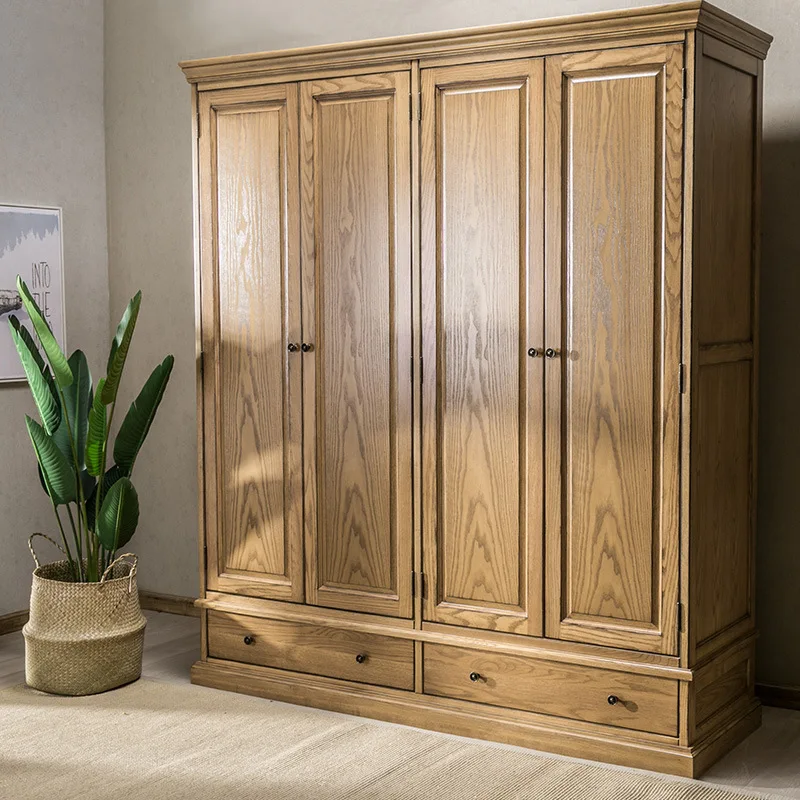 American country house all solid wood wardrobe four doors ash wood retro log bedroom storage overall wardrobe
American country house all solid wood wardrobe four doors ash wood retro log bedroom storage overall wardrobe