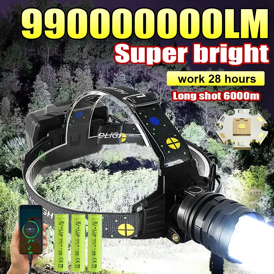 980000000LM Ultra Bright LED Headlamps USB Rechargeable Headlights Hight Power Head Torch for Outdoor Fishing Hunting Camping
980000000LM Ultra Bright LED Headlamps USB Rechargeable Headlights Hight Power Head Torch for Outdoor Fishing Hunting Camping