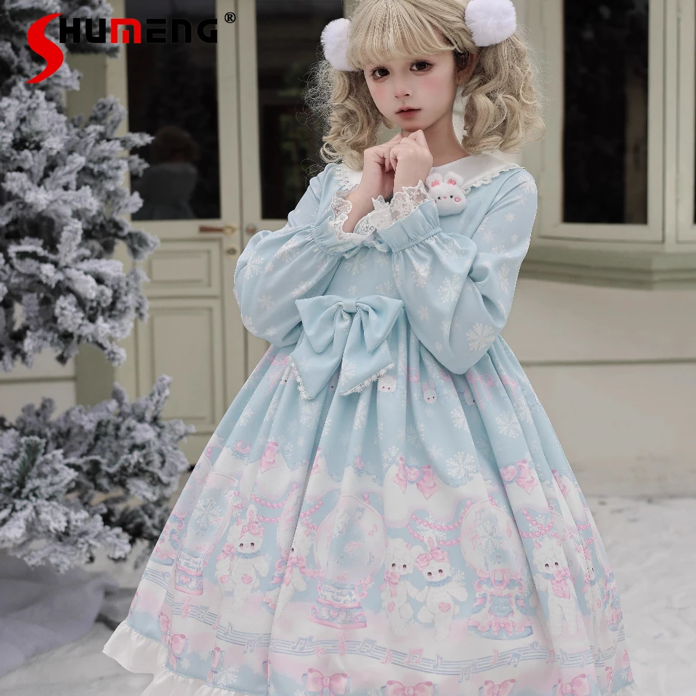 Оригинальное японское платье в стиле Sweet Soft Girl Elegant Princess OP с кукольным воротником, длинными рукавами, завышенной талией, бантом, в стиле Kawaii Lolita для женщин
Оригинальное японское платье в стиле Sweet Soft Girl Elegant Princess OP с кукольным воротником, длинными рукавами, завышенной талией, бантом, в стиле Kawaii Lolita для женщин