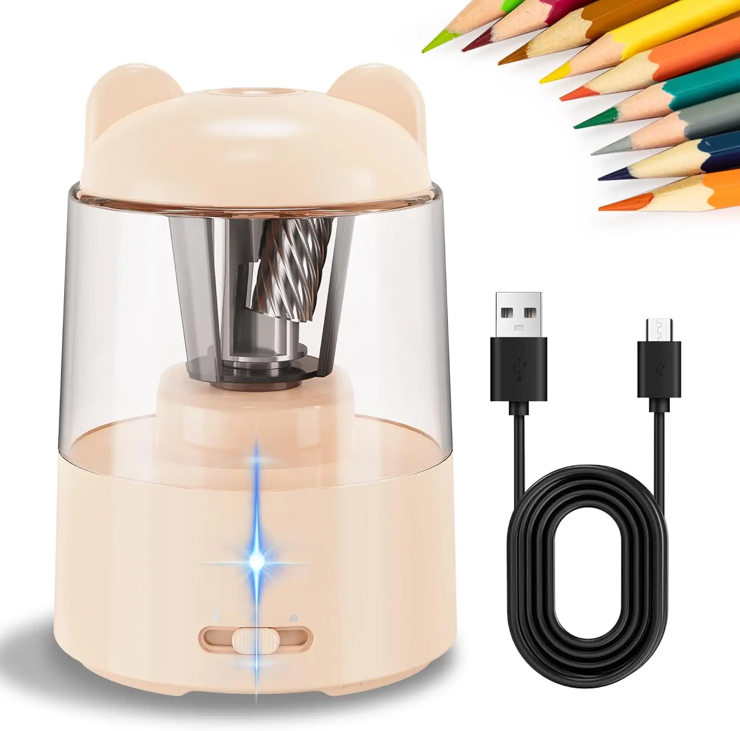 Rechargeable Electric Pencil Sharpener, Auto Stop, 3 Sharpness Levels, for 6-8mm Pencils, Pink
Rechargeable Electric Pencil Sharpener, Auto Stop, 3 Sharpness Levels, for 6-8mm Pencils, Pink