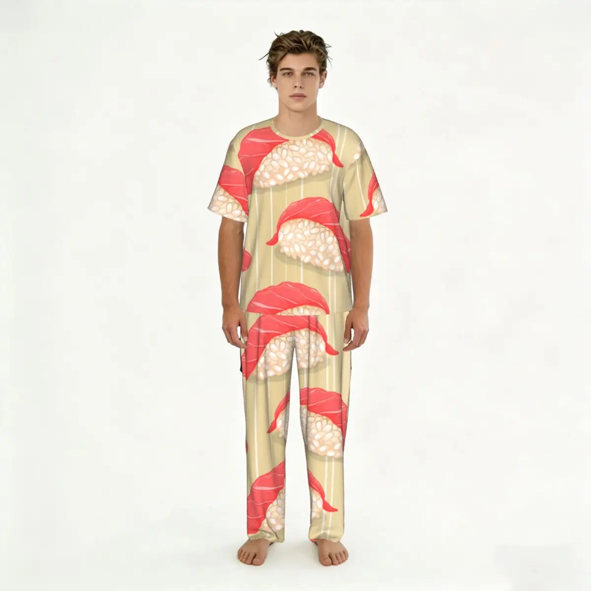 Sleepwear Summer Spring Home Clothes Tasty Sushi With Tuna Short Sleeve Long Pant Nightwear
Sleepwear Summer Spring Home Clothes Tasty Sushi With Tuna Short Sleeve Long Pant Nightwear