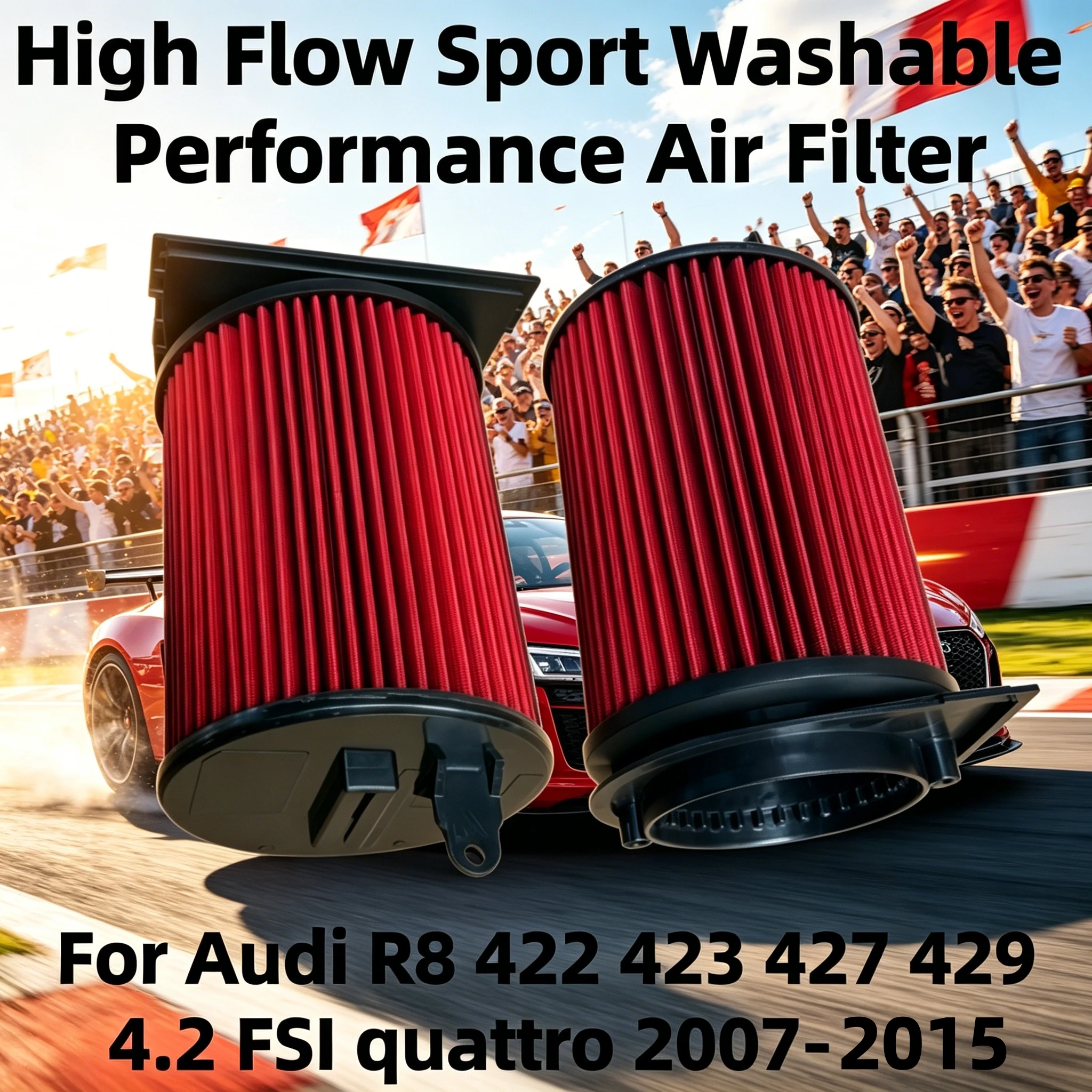 High Flow Sport Washable Performance Air Filter For Audi R8 422 423 427 429 4.2 FSI quattro 2007-2015 E-0668 420133843B CRF61208
High Flow Sport Washable Performance Air Filter For Audi R8 422 423 427 429 4.2 FSI quattro 2007-2015 E-0668 420133843B CRF61208
