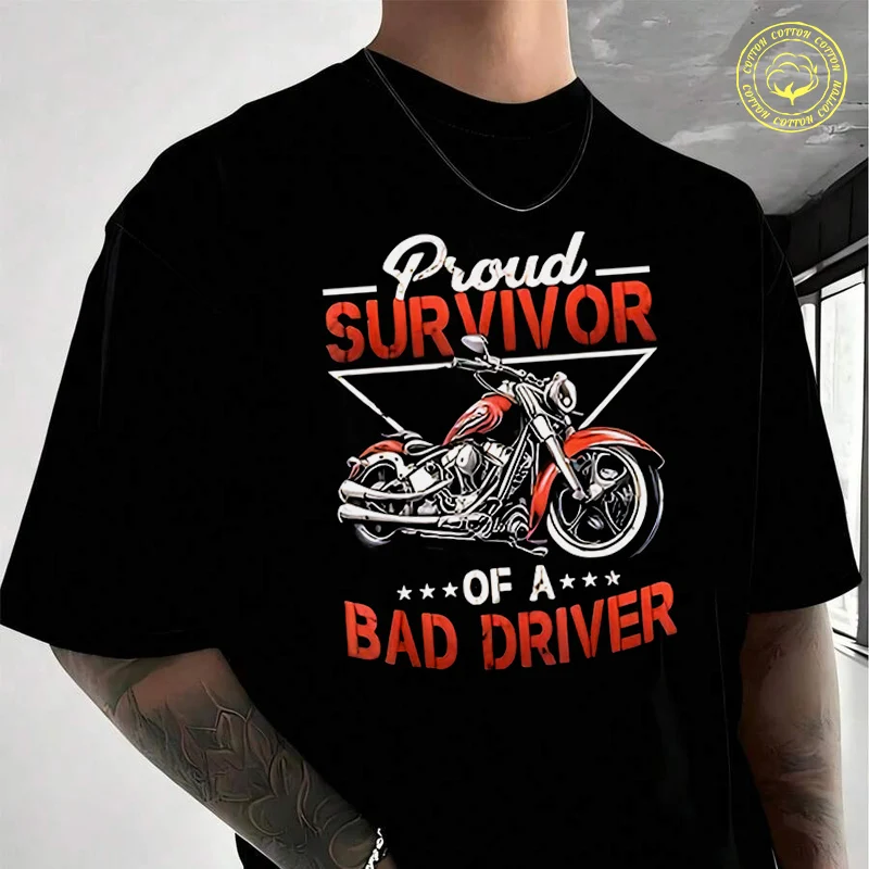 Motorcycle Proud SurvivorOf A Bad Driver Men's Moto Casual T-Shirt Fashionable Street Style Suitable For Travel And Sports Tee
Motorcycle Proud SurvivorOf A Bad Driver Men's Moto Casual T-Shirt Fashionable Street Style Suitable For Travel And Sports Tee