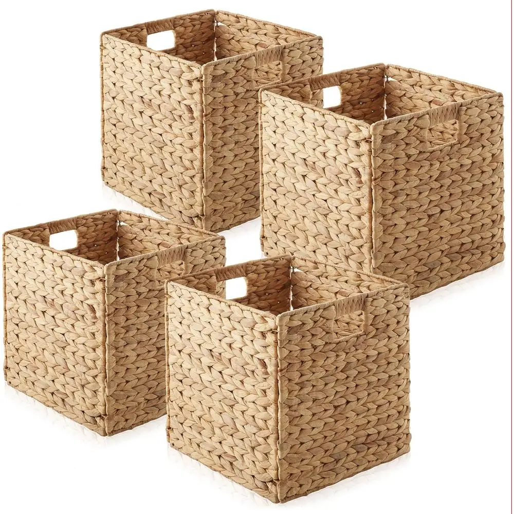 Set of 4 Natural Water Hyacinth Storage Baskets, Collapsible Cube Organizers for Home & Laundry
Set of 4 Natural Water Hyacinth Storage Baskets, Collapsible Cube Organizers for Home & Laundry