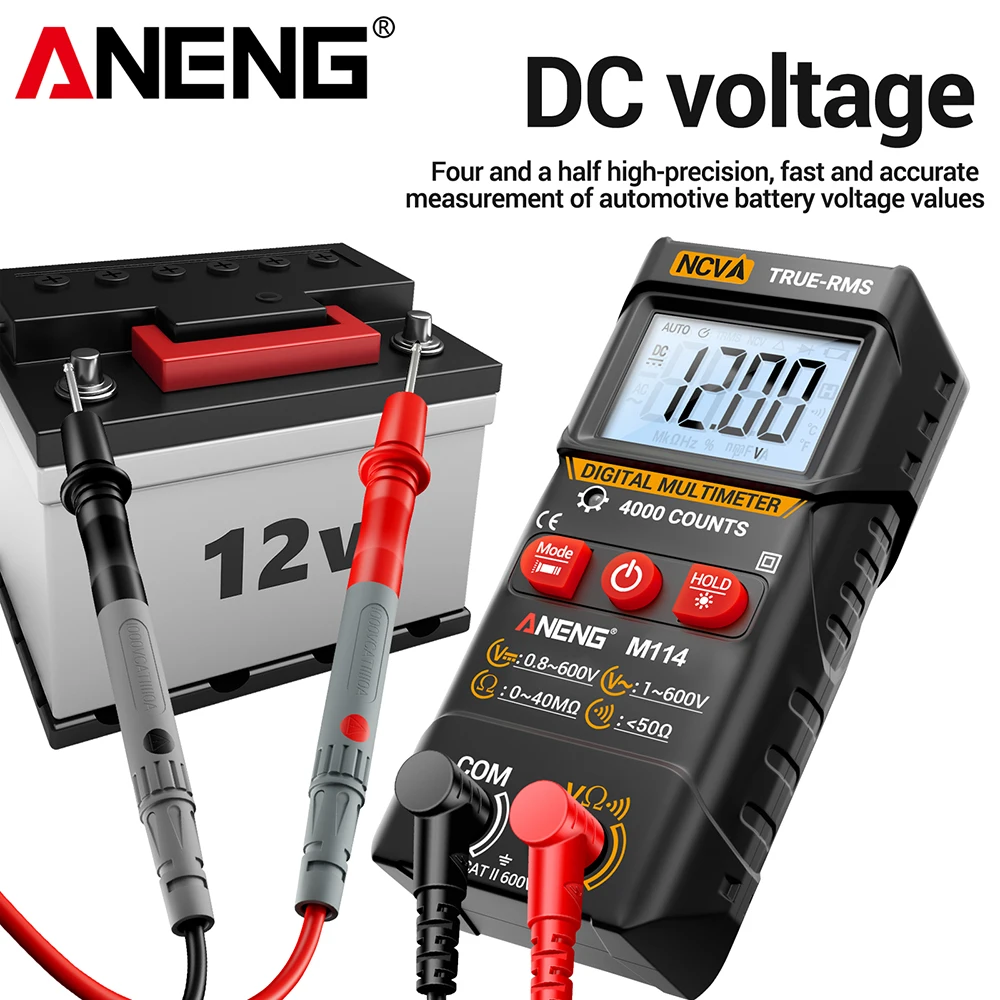 ANENG Smart Multimeter Detector AC/DC Voltage M114+BT173 Battery Tester Digital Display Screen Profesional Electrician Tools Kit
ANENG Smart Multimeter Detector AC/DC Voltage M114+BT173 Battery Tester Digital Display Screen Profesional Electrician Tools Kit