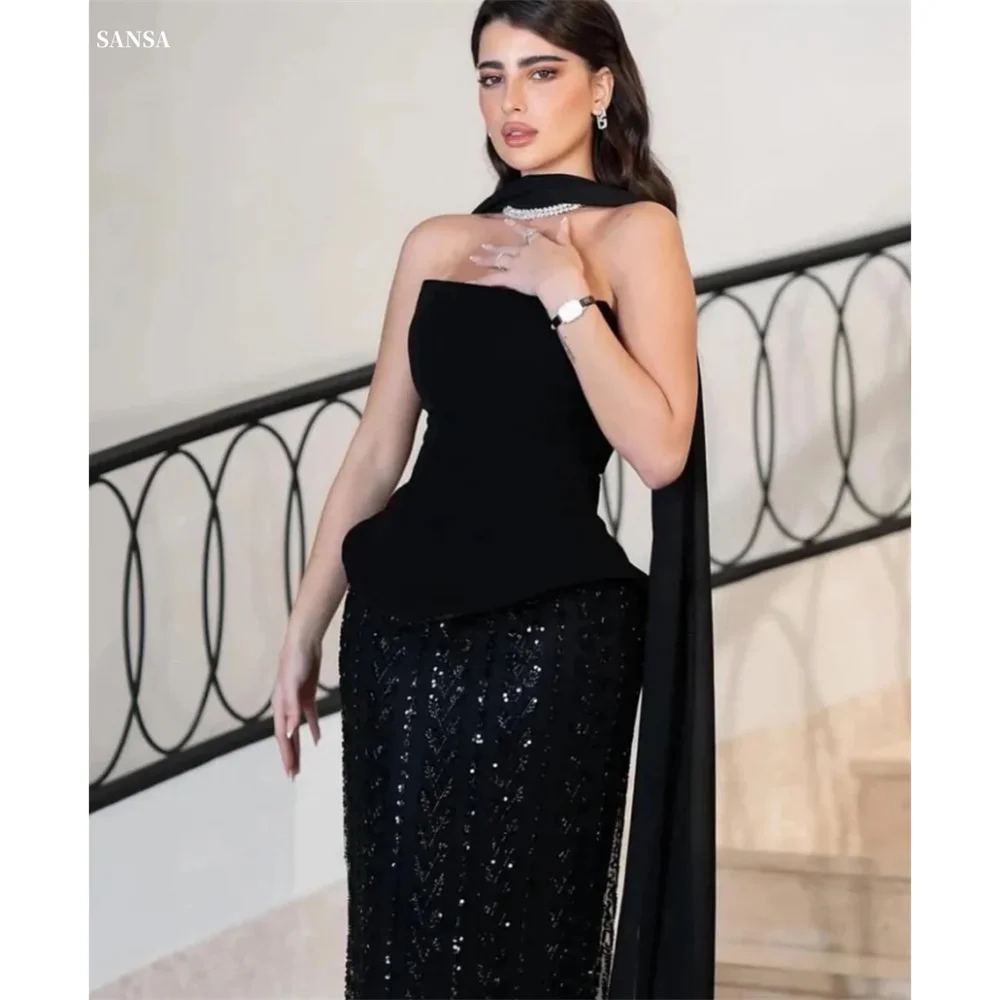 Sansa Customized Black Strapless Mermaid Prom Dresses Glitter Sleeveless فستان سهرة نسائي Elegant Floor-length Party Dresses
Sansa Customized Black Strapless Mermaid Prom Dresses Glitter Sleeveless فستان سهرة نسائي Elegant Floor-length Party Dresses