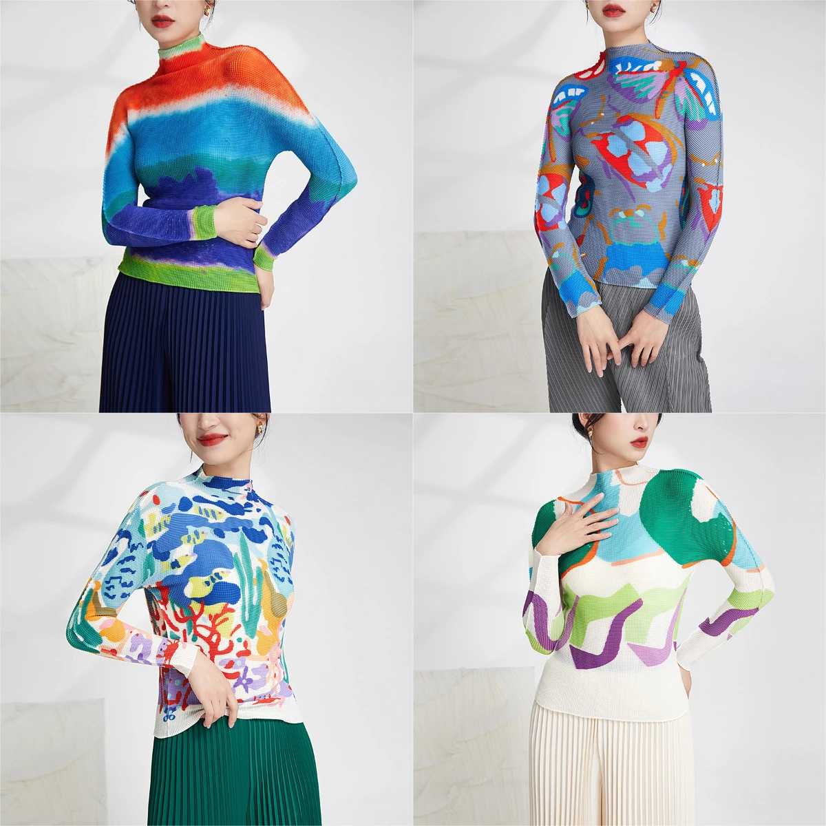 Miyake Fold 2025 Осенняя футболка, топ, женская рубашка с длинным рукавом, тонкий полувысокий воротник, нижняя рубашка, облегающая женская толстовка без катышков
Miyake Fold 2025 Осенняя футболка, топ, женская рубашка с длинным рукавом, тонкий полувысокий воротник, нижняя рубашка, облегающая женская толстовка без катышков