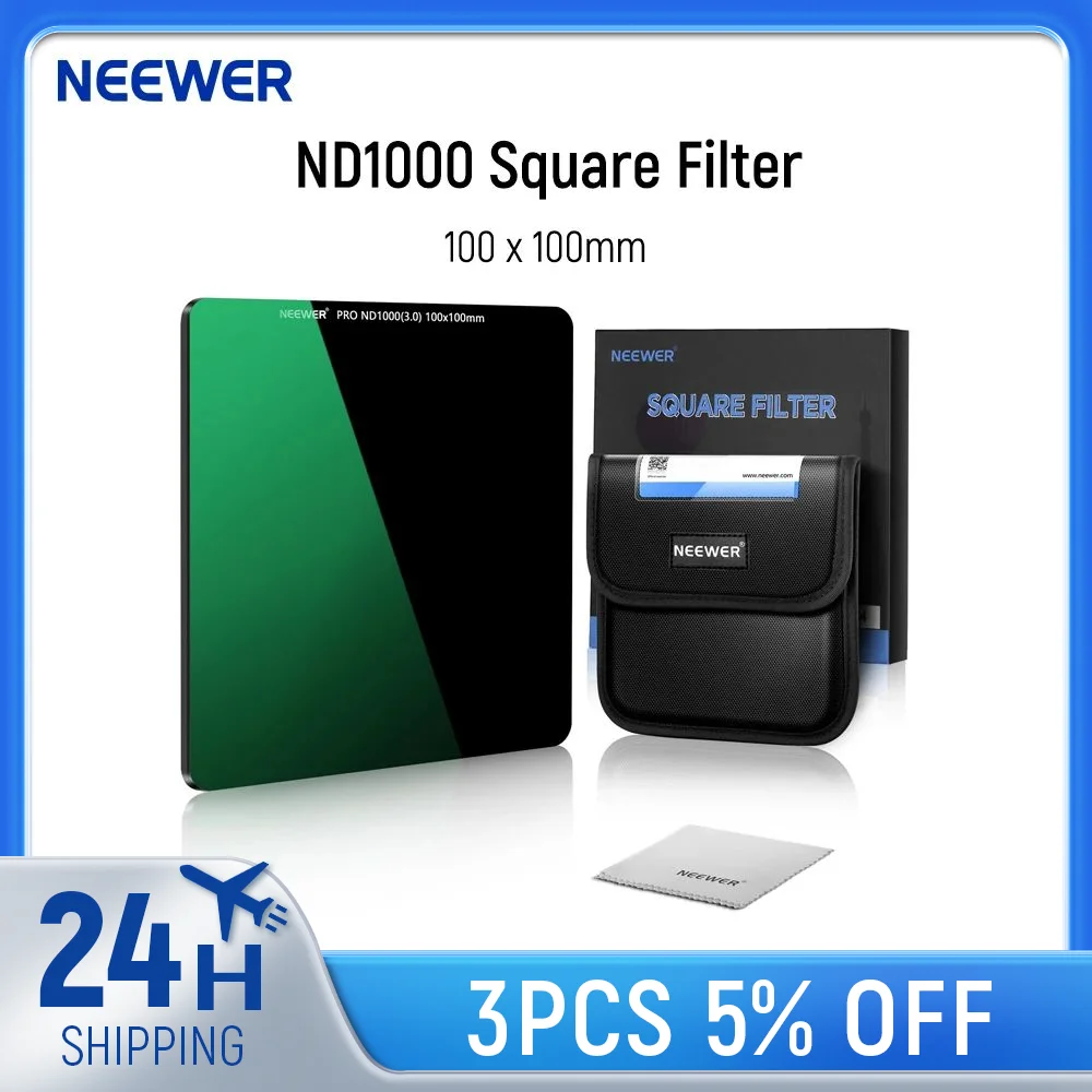 Neewer 100 x 100mm ND1000 Square Filter 10-Stop Ultra-Slim HD 28 Multi-Layer Coatings ND Filter Optical Glass with Carrying
Neewer 100 x 100mm ND1000 Square Filter 10-Stop Ultra-Slim HD 28 Multi-Layer Coatings ND Filter Optical Glass with Carrying