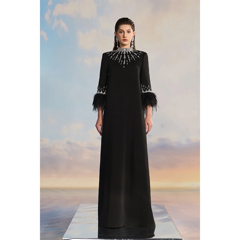 Customized Luxury Crystal High Neck Evening Dresses Black Wedding Party Girl Prom Gowns Fashion A-line Long Birthday Party Gown
Customized Luxury Crystal High Neck Evening Dresses Black Wedding Party Girl Prom Gowns Fashion A-line Long Birthday Party Gown