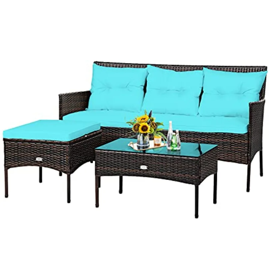 Tangkula 3 Pieces Patio Conversation Set Outdoor PE Rattan Wicker Furniture Set W/Cozy Cushions All Weather Sectional Sofa Set
Tangkula 3 Pieces Patio Conversation Set Outdoor PE Rattan Wicker Furniture Set W/Cozy Cushions All Weather Sectional Sofa Set