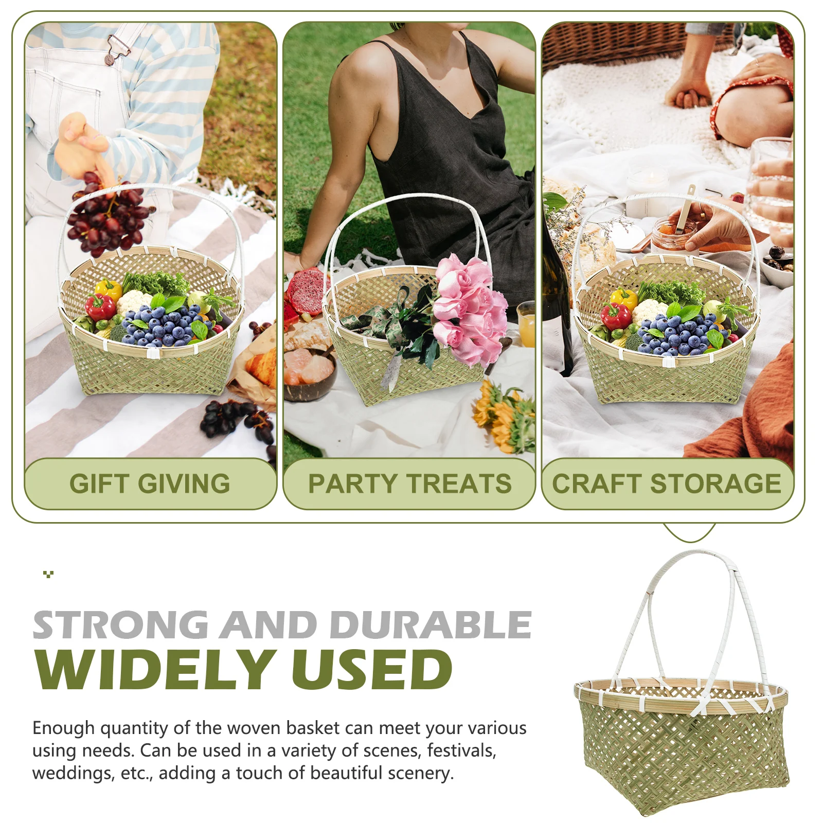 Premium Bamboo Woven Fruit Basket Handmade Storage Basket for Plants Flowers Wedding Party Portable Olive Green Large
Premium Bamboo Woven Fruit Basket Handmade Storage Basket for Plants Flowers Wedding Party Portable Olive Green Large