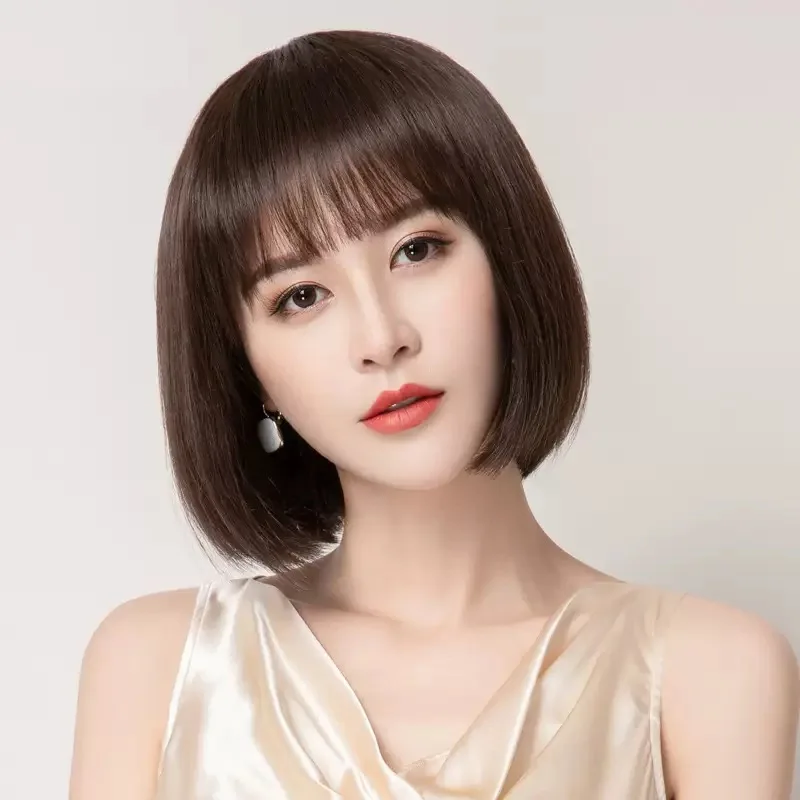 Chestnut Brown Human Hair Wigs for Women with Bangs 10inch Bob Straight Brown Natural Soft Real Human Hair Wig Party Daily Wear
Chestnut Brown Human Hair Wigs for Women with Bangs 10inch Bob Straight Brown Natural Soft Real Human Hair Wig Party Daily Wear