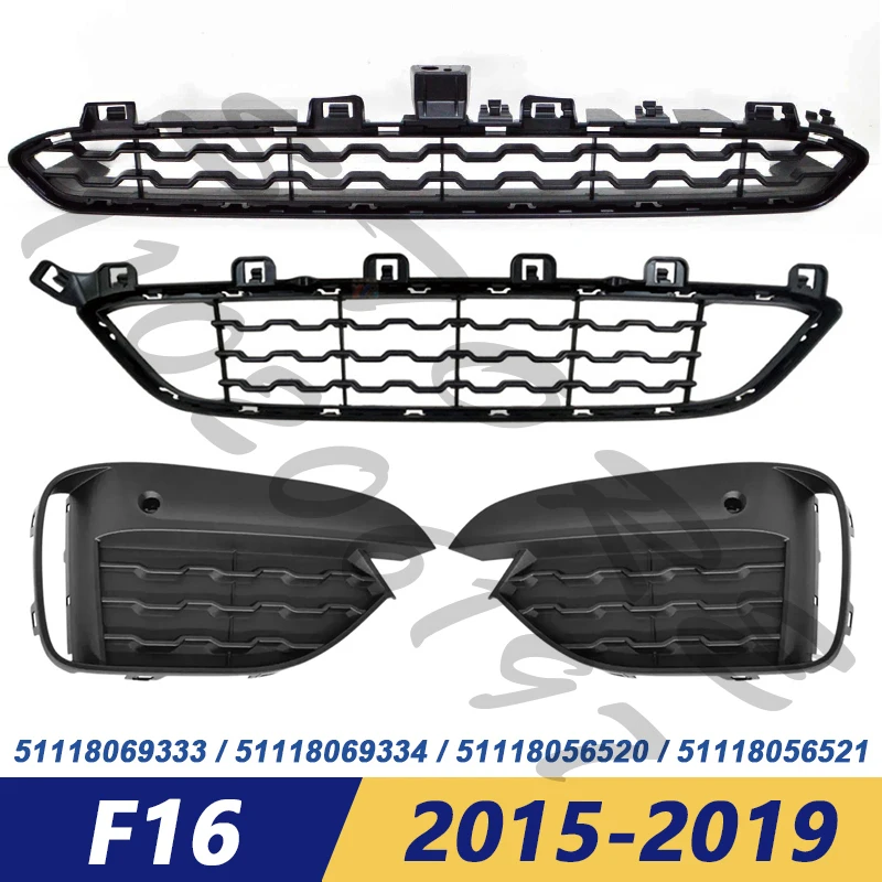 for 2015-2019 BMW F16 X6 35i 35iX 50iX Front Bumper Fog Light Grill Grille Cover 51118069333 51118069334 51118056520 51118056521 
for 2015-2019 BMW F16 X6 35i 35iX 50iX Front Bumper Fog Light Grill Grille Cover 51118069333 51118069334 51118056520 51118056521