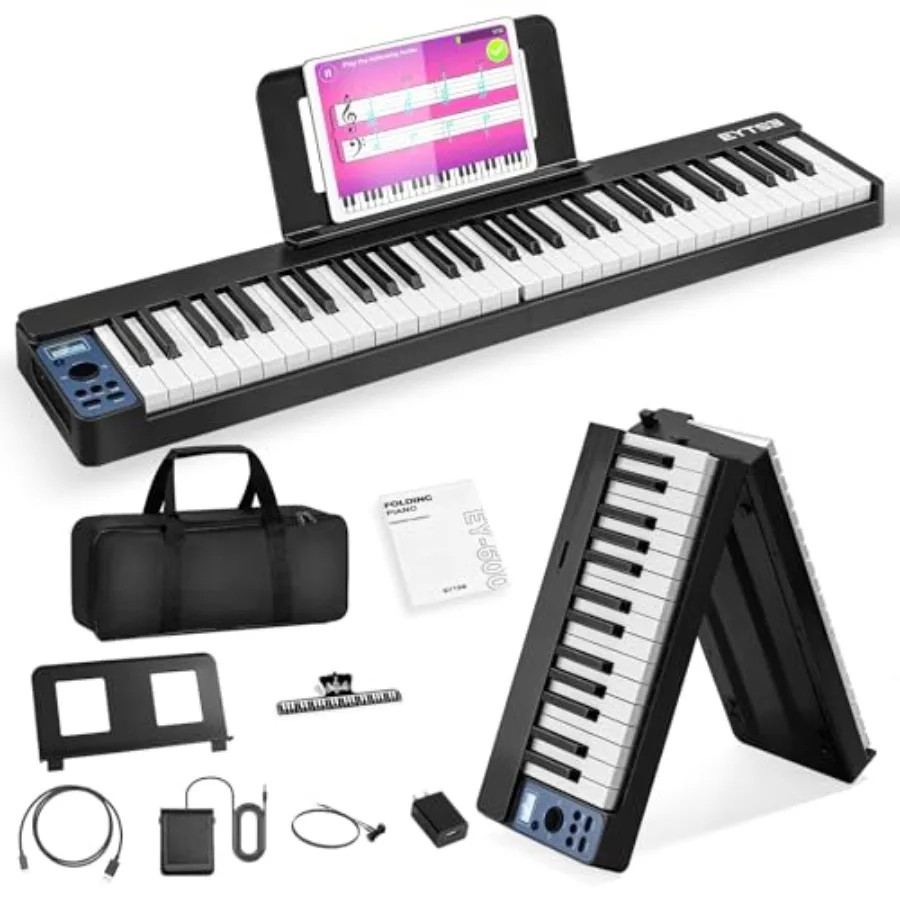 61-клавишная складная клавиатура-пианино, полувзвешенная портативная электронная клавиатура для начинающих, черная, беспроводная, MIDI, складная клавиатура-пианино
61-клавишная складная клавиатура-пианино, полувзвешенная портативная электронная клавиатура для начинающих, черная, беспроводная, MIDI, складная клавиатура-пианино
