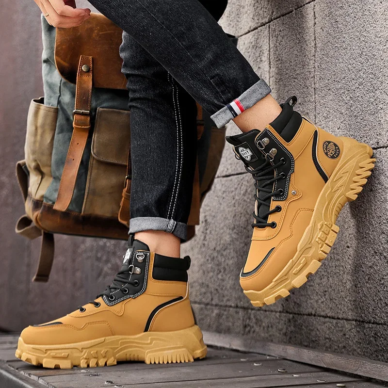 British Style High Top Men Boots High Quanlity Mens Ankle Boots Outdoor No-slip Casual Shoes Breathable Walking Hiking Shoes
British Style High Top Men Boots High Quanlity Mens Ankle Boots Outdoor No-slip Casual Shoes Breathable Walking Hiking Shoes