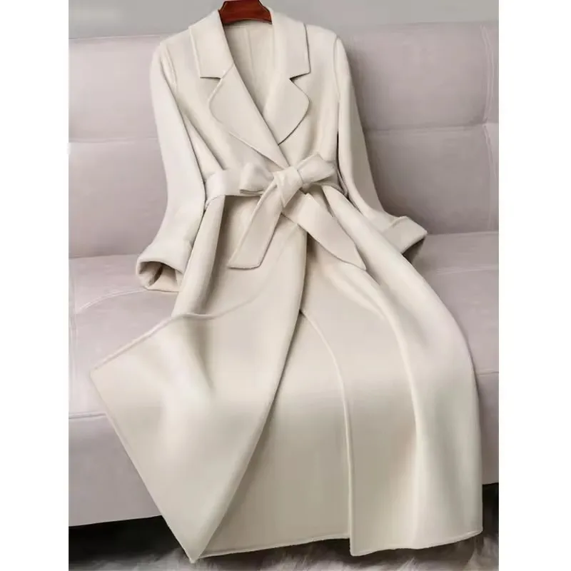 Fashion Solid Double Sided Wool Coat Women Long Overcoat Korean New Autumn Winter Elegant Tweed coat Witn Belt Female Outwear
Fashion Solid Double Sided Wool Coat Women Long Overcoat Korean New Autumn Winter Elegant Tweed coat Witn Belt Female Outwear