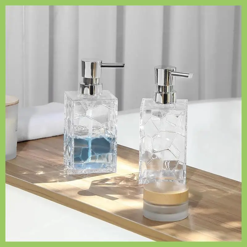 Дозатор для мыла для рук, прозрачные акриловые пластиковые бутылки с жидким насосом, многоразовый дозатор лосьона для декора ванной комнаты
Дозатор для мыла для рук, прозрачные акриловые пластиковые бутылки с жидким насосом, многоразовый дозатор лосьона для декора ванной комнаты