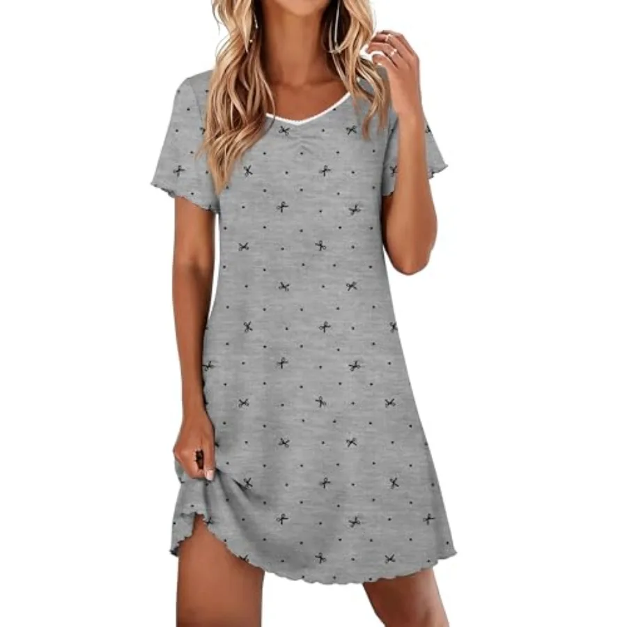 Ekouaer Nightgowns for Women Lace Trim Night Gown Short Sleeve Sleep Shirts Ruffle Sleepwear V Neck Pleated Sleep Dress
Ekouaer Nightgowns for Women Lace Trim Night Gown Short Sleeve Sleep Shirts Ruffle Sleepwear V Neck Pleated Sleep Dress