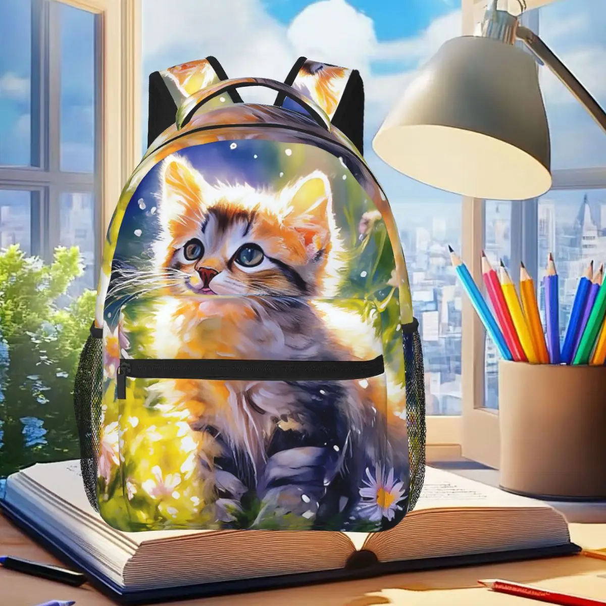 Oil Painting Kitten And Yellow Flower Backpack Student Boys Girls BookBag Kids School Bag Computer Shoulder Bags for Men Women
Oil Painting Kitten And Yellow Flower Backpack Student Boys Girls BookBag Kids School Bag Computer Shoulder Bags for Men Women