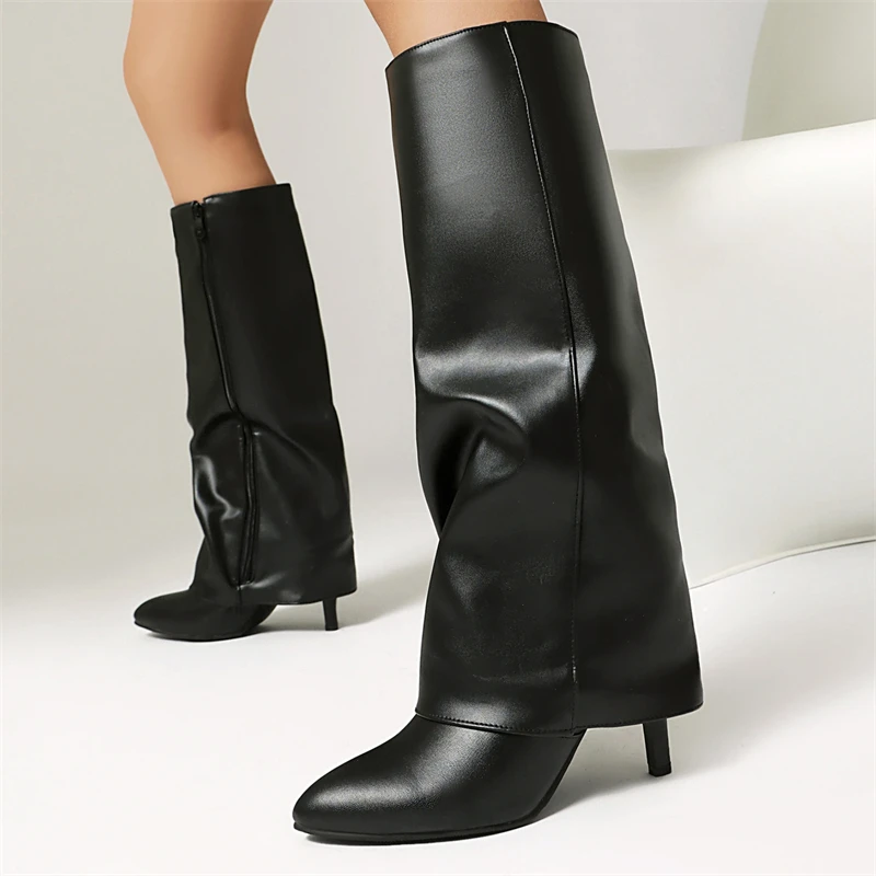 Black Women's Knee High Boots Fashion Winter Turned-over Edge Western Boots White pu Leather High Heels Footwear Shoes Big Size
Black Women's Knee High Boots Fashion Winter Turned-over Edge Western Boots White pu Leather High Heels Footwear Shoes Big Size