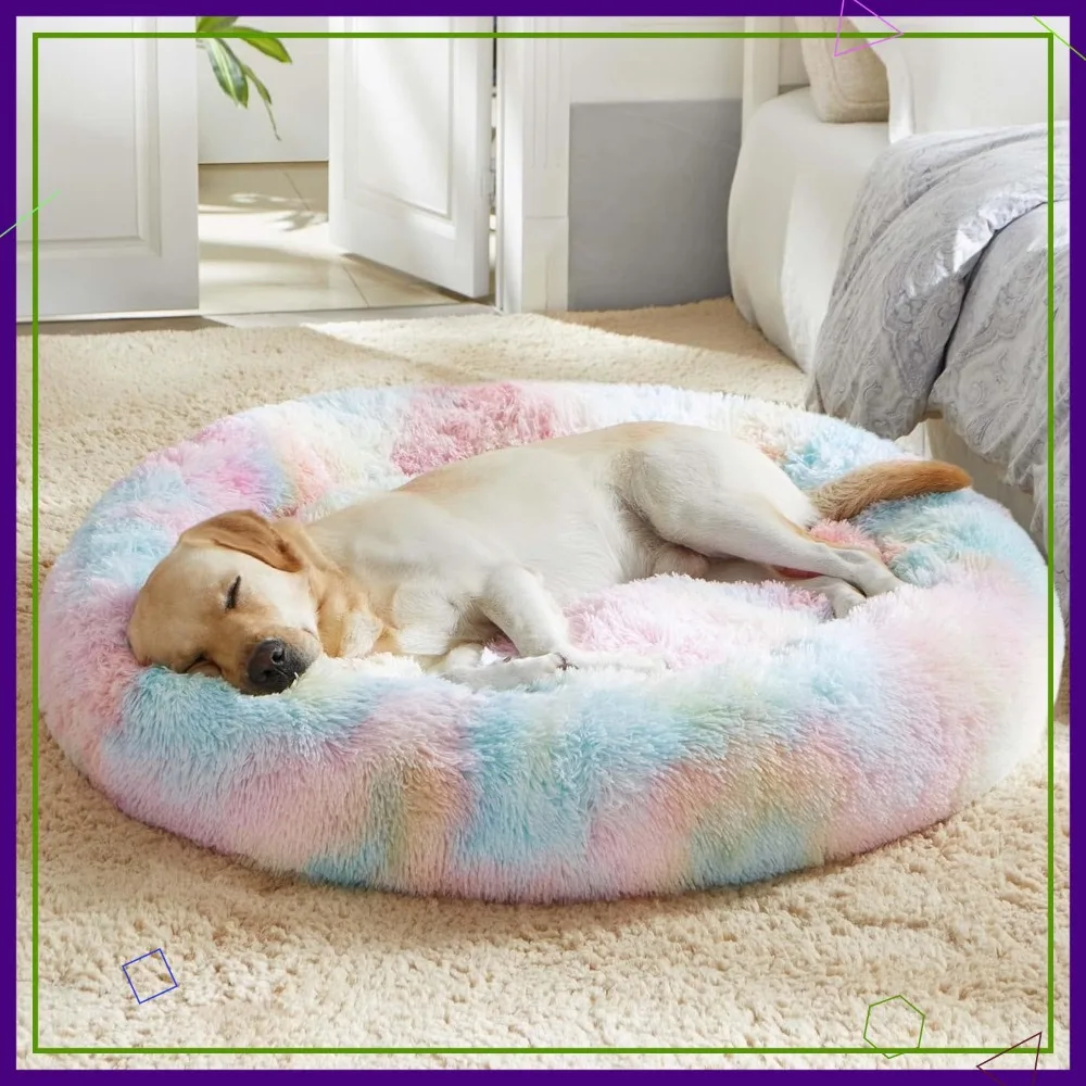 Calming Dog & Cat Donut Cuddler, Anti-Anxiety Warming Cozy Round Bed, Fluffy Faux Fur Plush Cushion for Small Medium Pets
Calming Dog & Cat Donut Cuddler, Anti-Anxiety Warming Cozy Round Bed, Fluffy Faux Fur Plush Cushion for Small Medium Pets