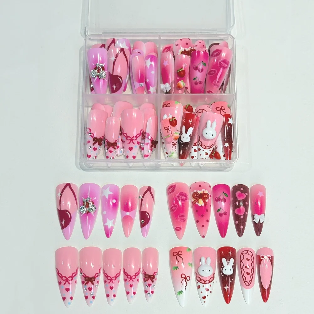 96 шт. розовых накладных ногтей Sweet Cool Press On, длинные, в форме стилетто, с милым дизайном вишни и кролика, легко наносятся, для женщин и девушек, для ежедневного маникюра своими руками.
96 шт. розовых накладных ногтей Sweet Cool Press On, длинные, в форме стилетто, с милым дизайном вишни и кролика, легко наносятся, для женщин и девушек, для ежедневного маникюра своими руками.