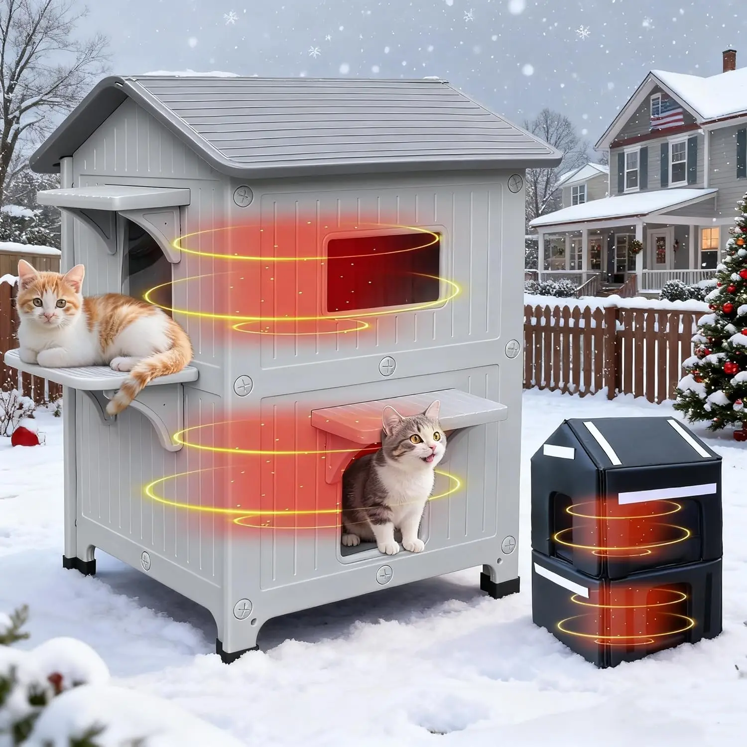 Plastic Outdoor Cat House - Cat House for Outside with Insulated Liner for Winter,100% Weatherproof Cat Houses for with Escape D
Plastic Outdoor Cat House - Cat House for Outside with Insulated Liner for Winter,100% Weatherproof Cat Houses for with Escape D