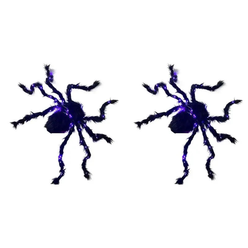 AT43-2X Halloween Spider Decor, Fake Giant Spider With Purple LED Lights, Light Up Black Hairy Spider For Halloween Yard 90CM
AT43-2X Halloween Spider Decor, Fake Giant Spider With Purple LED Lights, Light Up Black Hairy Spider For Halloween Yard 90CM