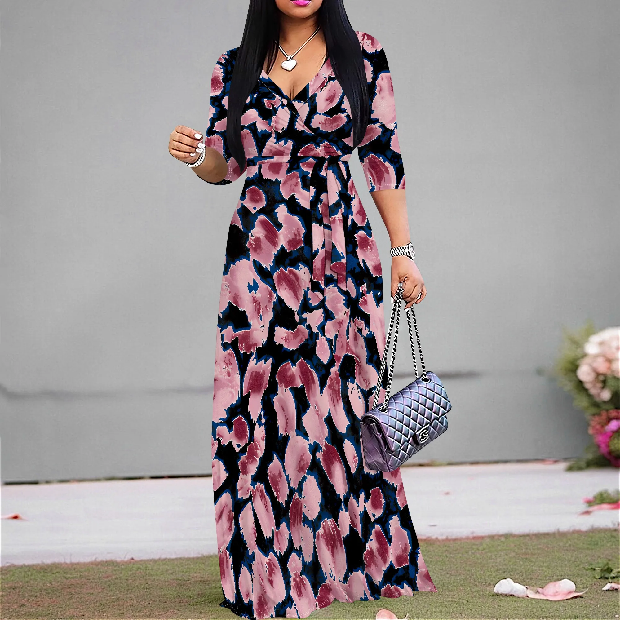 Pullover Sexy V Neck Short Sleeve Loose Long Dress for Women Fashion Printed Summer Beach Party Casual Maxi Dresses
Pullover Sexy V Neck Short Sleeve Loose Long Dress for Women Fashion Printed Summer Beach Party Casual Maxi Dresses