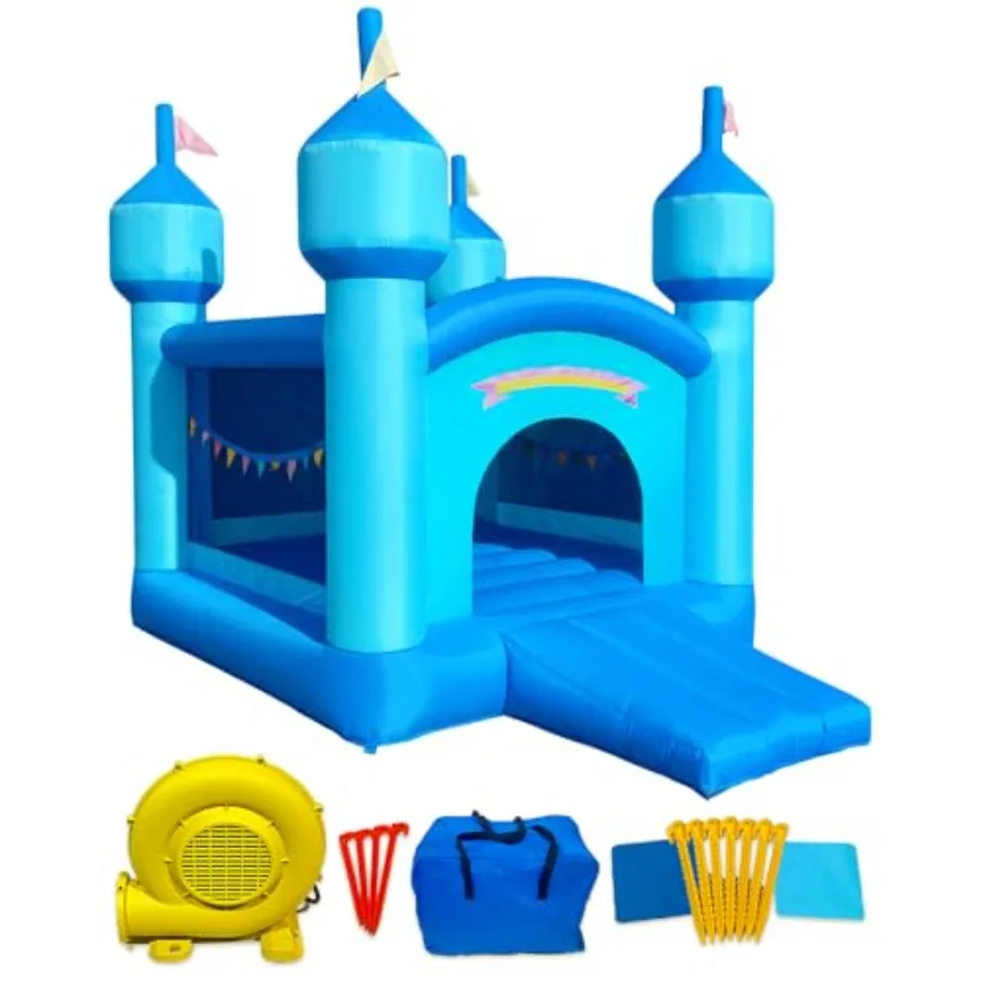 Inflatable Bounce Castle HouseBlue Indoor/Outdoor Bouncer with Slide Castle Spires and Rainbow Decor 127 x 94 x 106 Inches Back
Inflatable Bounce Castle HouseBlue Indoor/Outdoor Bouncer with Slide Castle Spires and Rainbow Decor 127 x 94 x 106 Inches Back