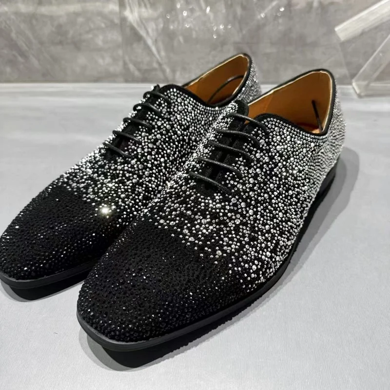 New Fashion Man Rhinestone Shoes Lace-up Genuine Leather Oxford Shoes For Men Luxury Party Wedding Dress Shoes
New Fashion Man Rhinestone Shoes Lace-up Genuine Leather Oxford Shoes For Men Luxury Party Wedding Dress Shoes