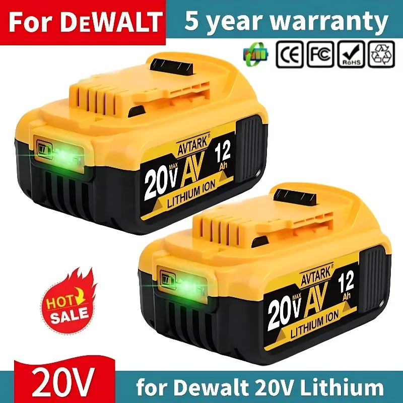 For DeWalt 18V Battery 20V 20 Volt Max 12.0AH Lithium Battery DCB206-2 DCB205-2 DCB205 DCB201 DCB203
For DeWalt 18V Battery 20V 20 Volt Max 12.0AH Lithium Battery DCB206-2 DCB205-2 DCB205 DCB201 DCB203