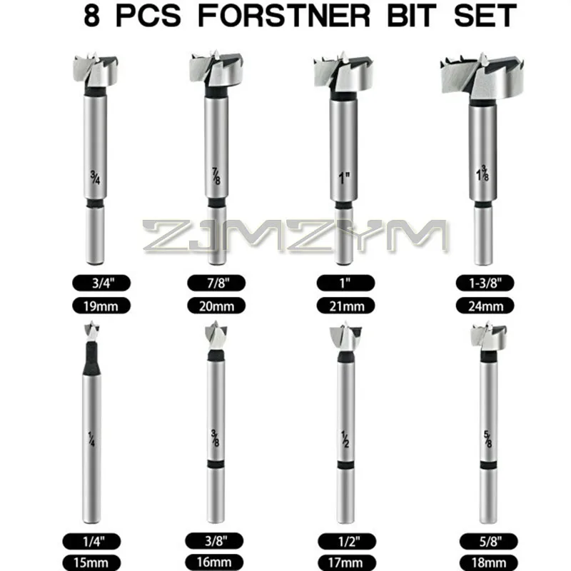 8Pcs/Set HCS Forstner Drill Bit 15-24mm Hinge Drill Bit Round Shank Wood Hole Opener Drilling Cutting Tool For Hardwood Softwood
8Pcs/Set HCS Forstner Drill Bit 15-24mm Hinge Drill Bit Round Shank Wood Hole Opener Drilling Cutting Tool For Hardwood Softwood