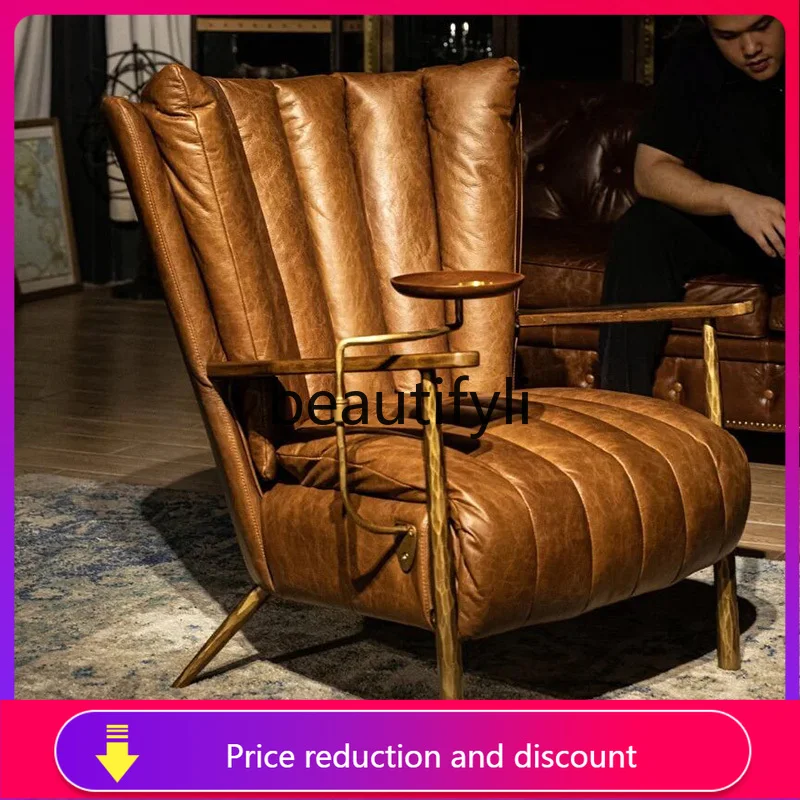 Retro style oil wax leather hand-forged concubine chair medieval tiger chair single sofa chair cigar chairJ6660
Retro style oil wax leather hand-forged concubine chair medieval tiger chair single sofa chair cigar chairJ6660
